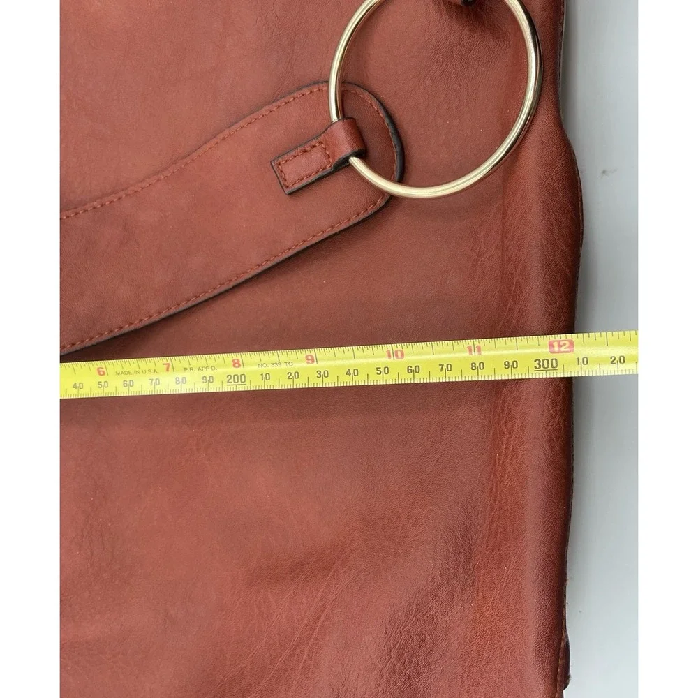 Big Buddha Faux Leather Hobo Bag Brown Boho Ring Tassel Braided Strap Large - Picture 8 of 9